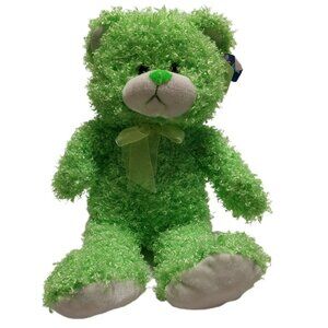 Goffa Teddy Bear Plush Green Bow Bear tag 12"